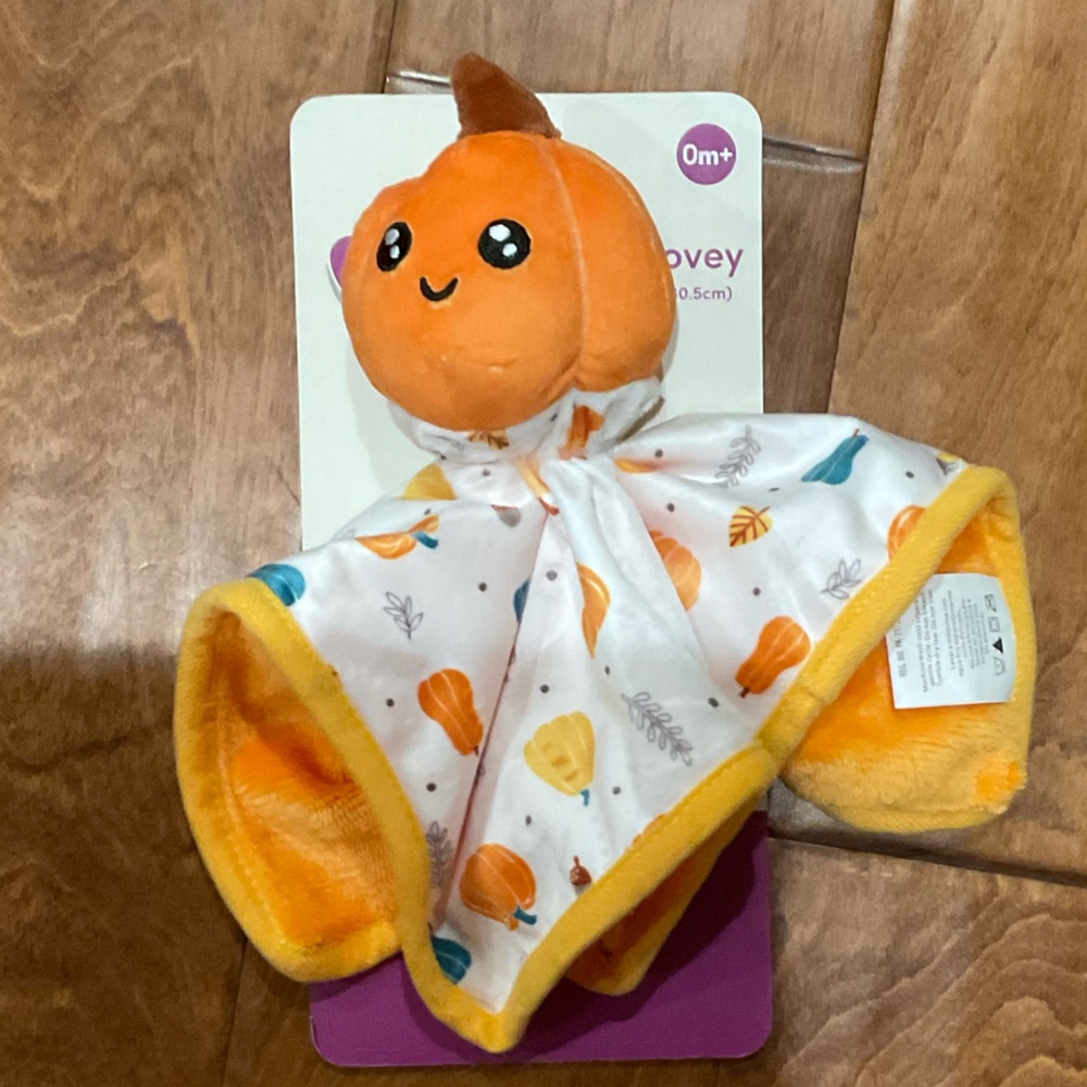 NWT Parents Choice 12x12 Orange Pumpkin Lovey Blanket